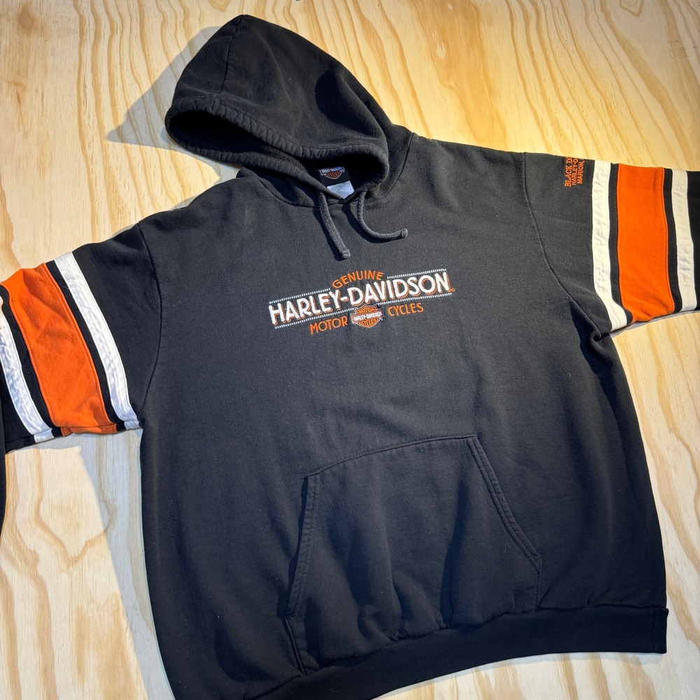 Harley-Davidson Men's Black Diamond Marion IL Embroidered Hoodie Black Size XL